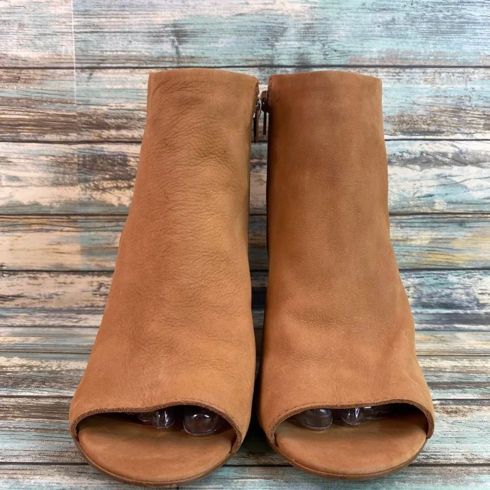 Steve Madden Tulisa Womens Size 10M Ankle Boot Brown Nubuck Leather Open Toe Zip - Picture 1 of 11